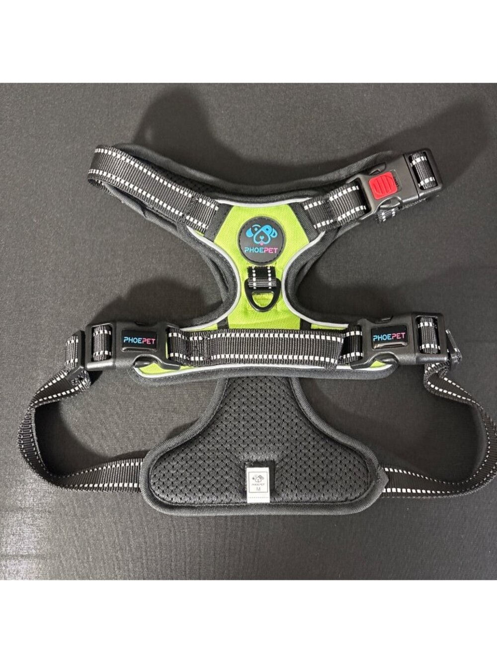 PHOEPET No-Pull Dog Harness Reflective Adjustable Lime Green/Black Size (M) NEW - Picture 4 of 10